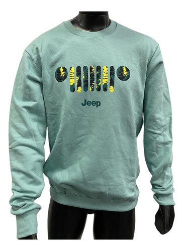 Buzo Sin Capucha Jeep  Parrilla  Verde Agua Original