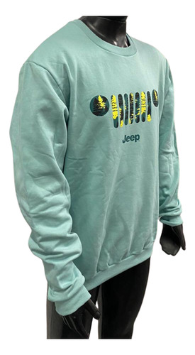 Buzo Sin Capucha Jeep  Parrilla  Verde Agua Original