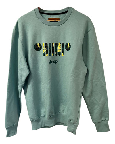 Buzo Sin Capucha Jeep  Parrilla  Verde Agua Original