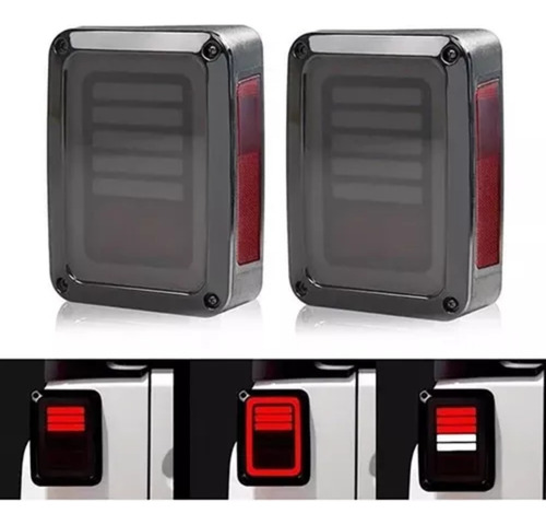 Faros Traseros Led Jeep Wrangler Jk 2007-17 Ambos Lados Gris Oscuro